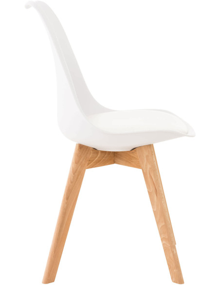 Chaise moderne scandinave en Polypropylène Polyuréthane Blanc Bois de hêtre Naturel Floki - 3
