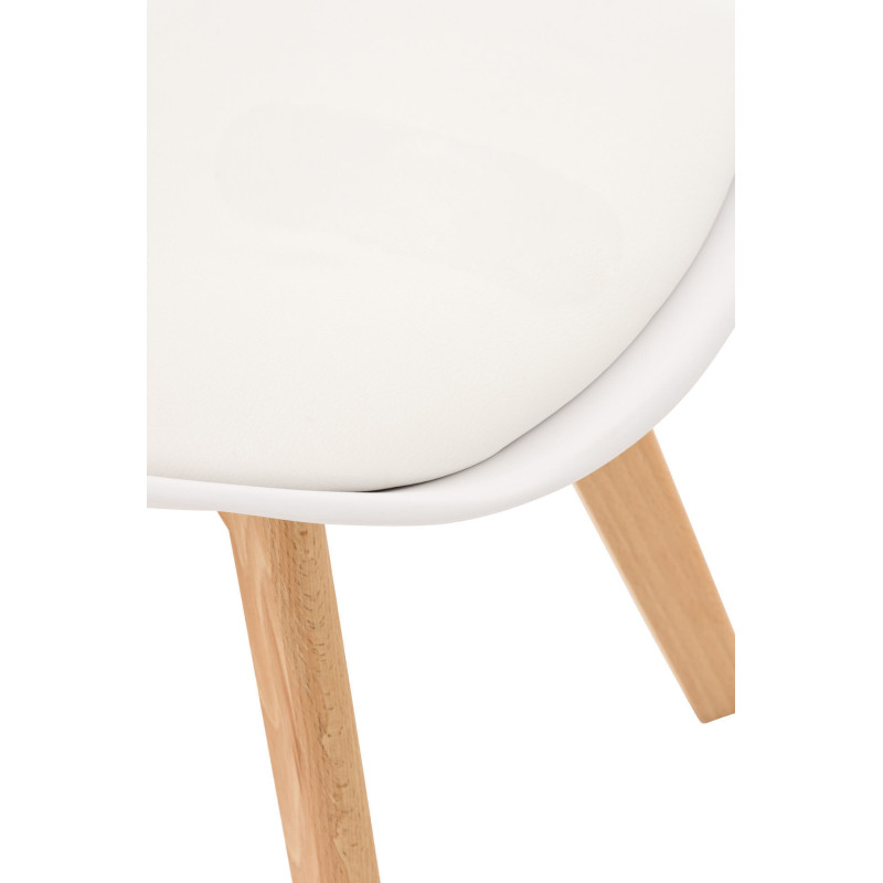 Chaise moderne scandinave en Polypropylène Polyuréthane Blanc Bois de hêtre Naturel Floki - 5