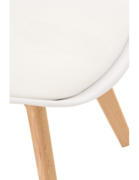Chaise moderne scandinave en Polypropylène Polyuréthane Blanc Bois de hêtre Naturel Floki - 5