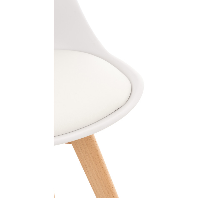 Chaise moderne scandinave en Polypropylène Polyuréthane Blanc Bois de hêtre Naturel Floki - 6