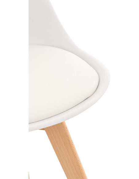 Chaise moderne scandinave en Polypropylène Polyuréthane Blanc Bois de hêtre Naturel Floki - 6