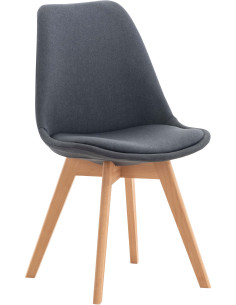 Chaise moderne scandinave en Tissu Gris foncé Bois de hêtre Naturel Floki - 1