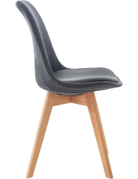 Chaise moderne scandinave en Tissu Gris foncé Bois de hêtre Naturel Floki - 3