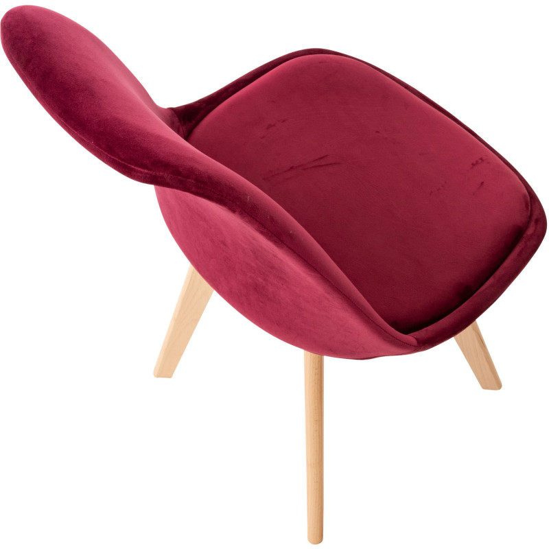 Chaise moderne scandinave en Velours Bordeaux Bois de hêtre Naturel Floki - 4
