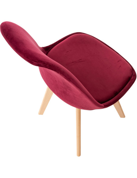 Chaise moderne scandinave en Velours Bordeaux Bois de hêtre Naturel Floki - 4
