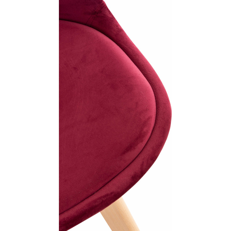 Chaise moderne scandinave en Velours Bordeaux Bois de hêtre Naturel Floki - 8