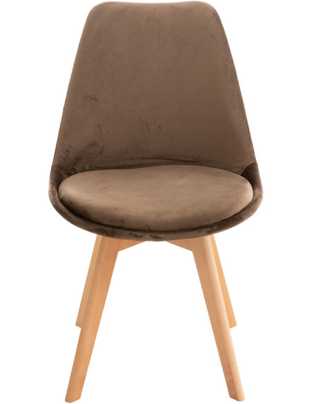 Chaise moderne scandinave en Velours Marron foncé Bois de hêtre Naturel Floki - 2