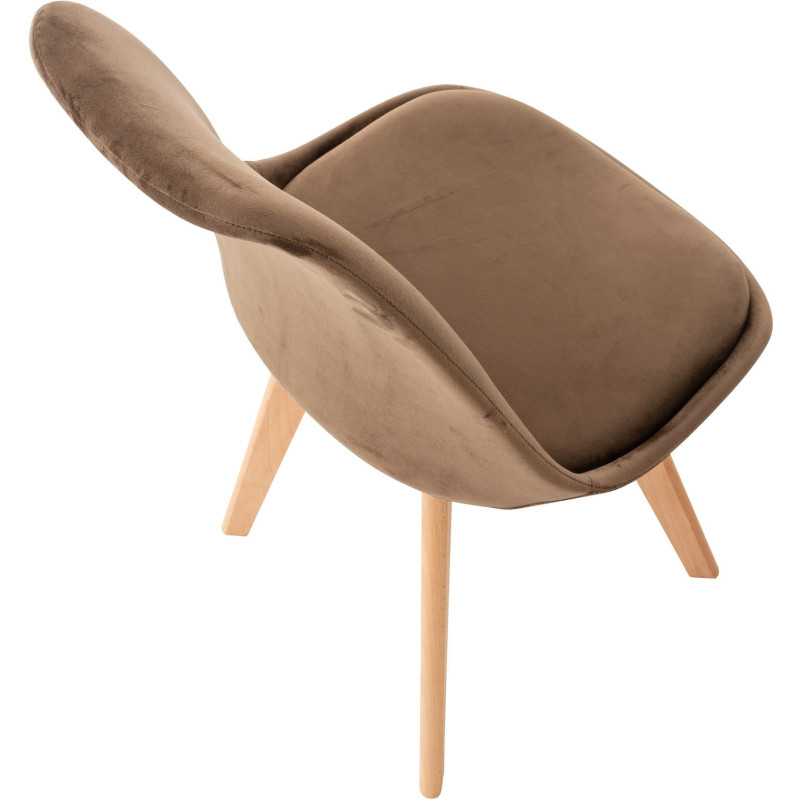 Chaise moderne scandinave en Velours Marron foncé Bois de hêtre Naturel Floki - 4