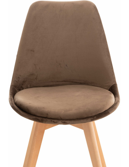 Chaise moderne scandinave en Velours Marron foncé Bois de hêtre Naturel Floki - 5