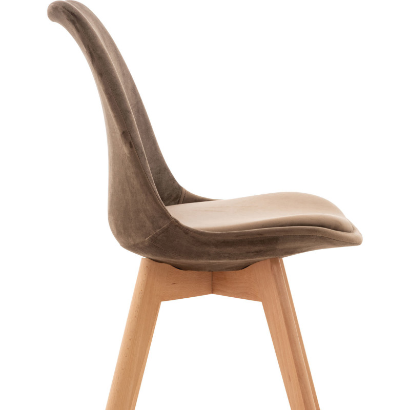 Chaise moderne scandinave en Velours Marron foncé Bois de hêtre Naturel Floki - 6