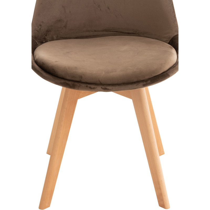 Chaise moderne scandinave en Velours Marron foncé Bois de hêtre Naturel Floki - 7