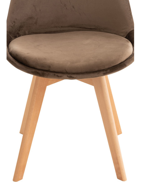 Chaise moderne scandinave en Velours Marron foncé Bois de hêtre Naturel Floki - 7