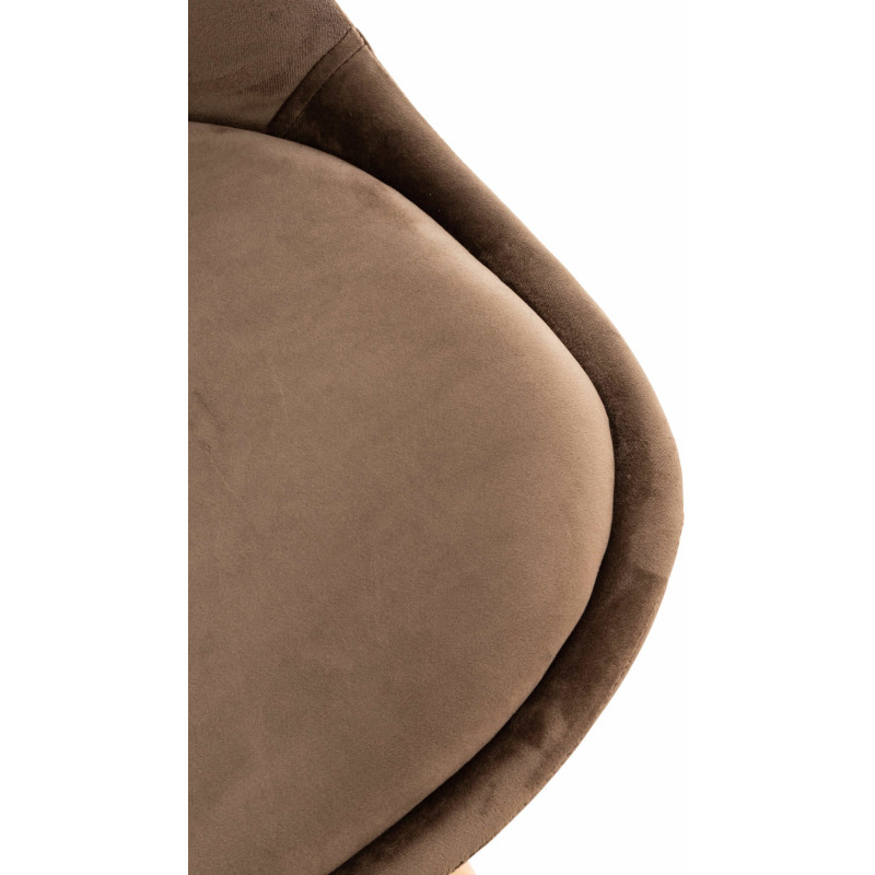 Chaise moderne scandinave en Velours Marron foncé Bois de hêtre Naturel Floki - 8