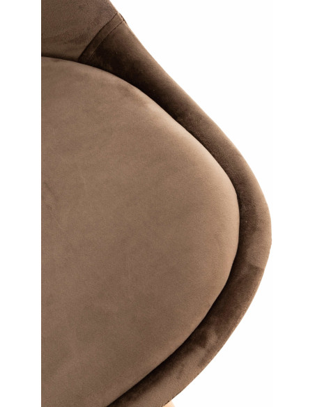 Chaise moderne scandinave en Velours Marron foncé Bois de hêtre Naturel Floki - 8