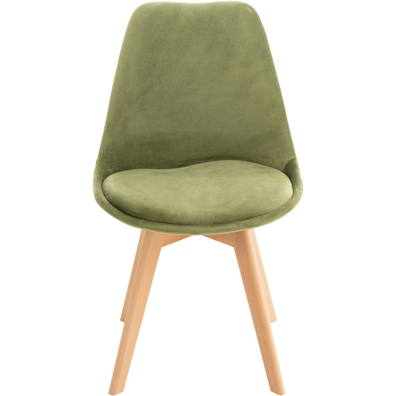 Chaise moderne scandinave en Velours Vert clair Bois de hêtre Naturel Floki - 2