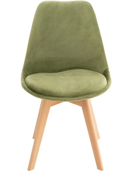 Chaise moderne scandinave en Velours Vert clair Bois de hêtre Naturel Floki - 2
