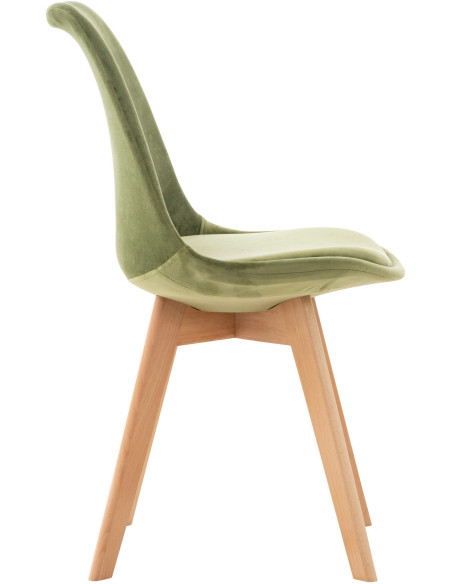 Chaise moderne scandinave en Velours Vert clair Bois de hêtre Naturel Floki - 3