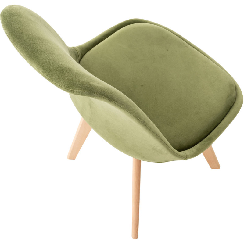 Chaise moderne scandinave en Velours Vert clair Bois de hêtre Naturel Floki - 4