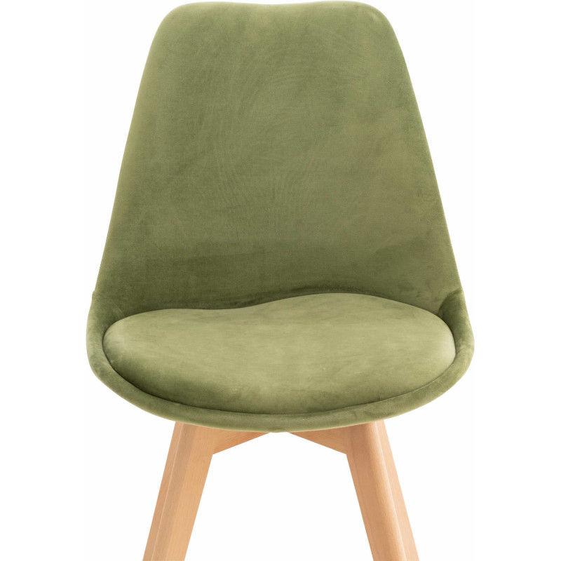 Chaise moderne scandinave en Velours Vert clair Bois de hêtre Naturel Floki - 5