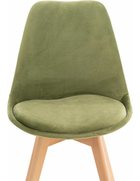 Chaise moderne scandinave en Velours Vert clair Bois de hêtre Naturel Floki - 5