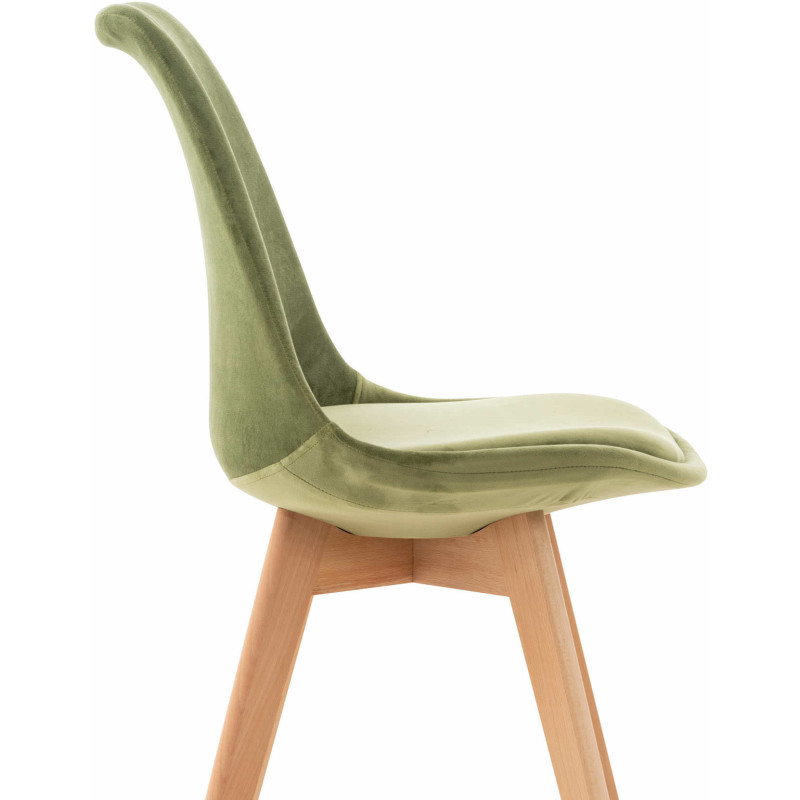 Chaise moderne scandinave en Velours Vert clair Bois de hêtre Naturel Floki - 6