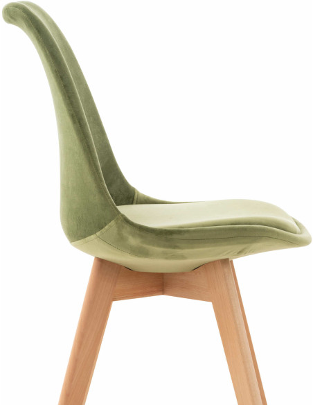 Chaise moderne scandinave en Velours Vert clair Bois de hêtre Naturel Floki - 6