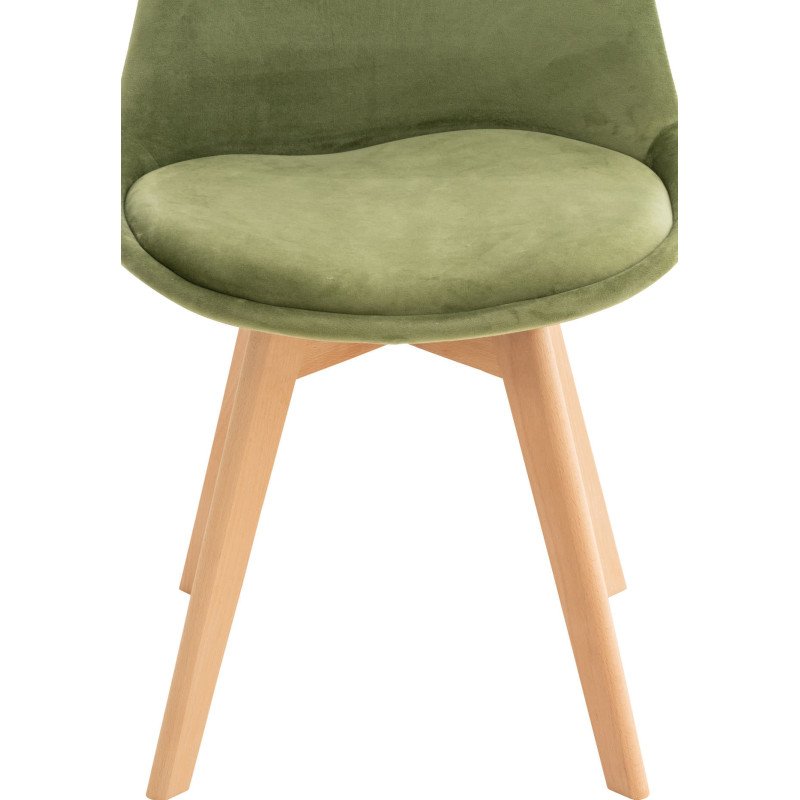 Chaise moderne scandinave en Velours Vert clair Bois de hêtre Naturel Floki - 7