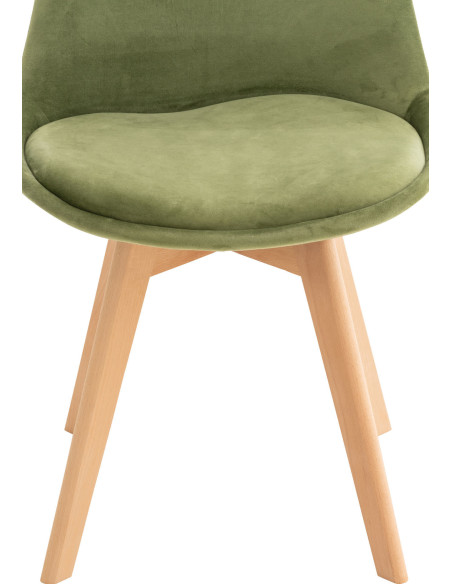 Chaise moderne scandinave en Velours Vert clair Bois de hêtre Naturel Floki - 7