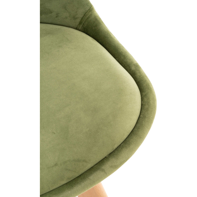 Chaise moderne scandinave en Velours Vert clair Bois de hêtre Naturel Floki - 8