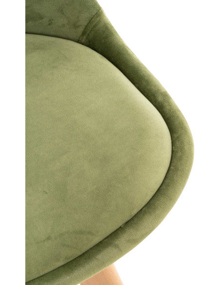 Chaise moderne scandinave en Velours Vert clair Bois de hêtre Naturel Floki - 8