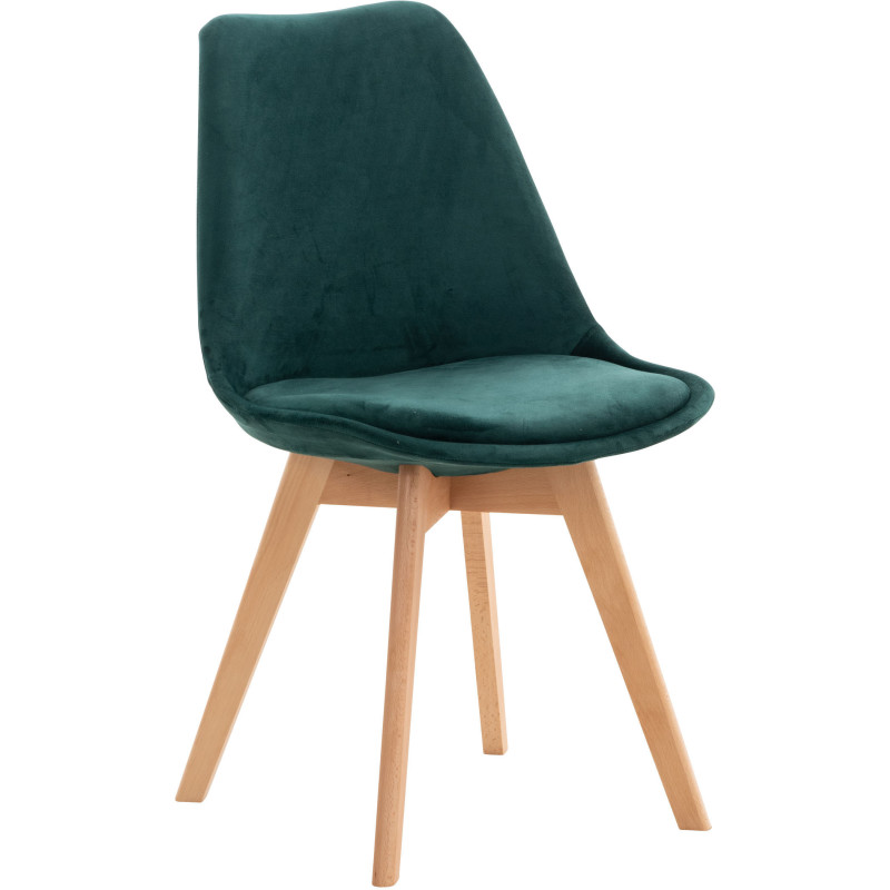Chaise moderne scandinave en Velours Vert foncé Bois de hêtre Naturel Floki - 1