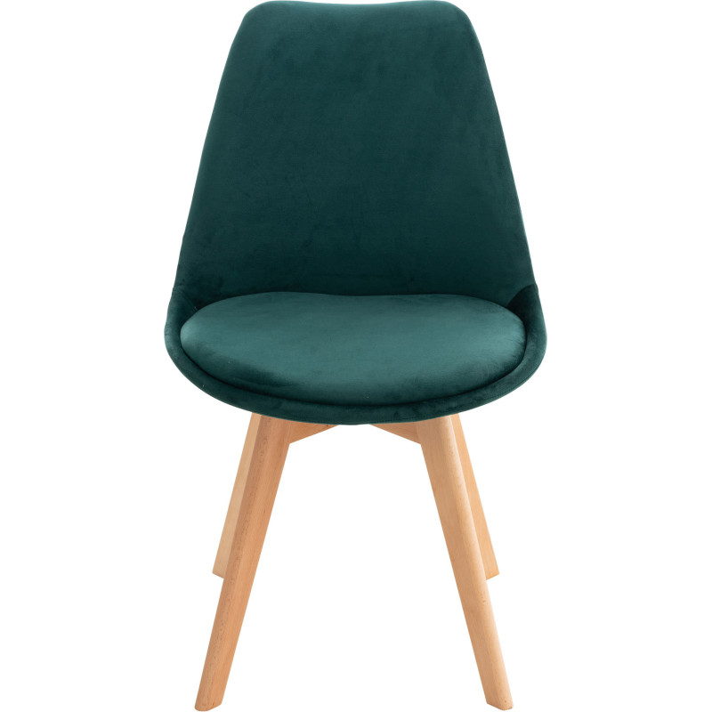 Chaise moderne scandinave en Velours Vert foncé Bois de hêtre Naturel Floki - 2