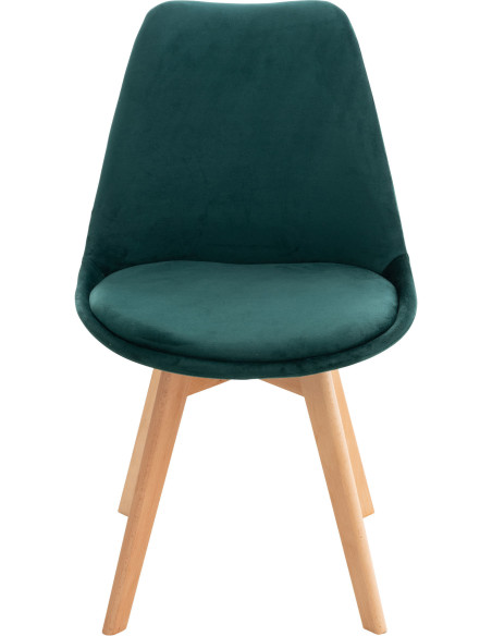 Chaise moderne scandinave en Velours Vert foncé Bois de hêtre Naturel Floki - 2