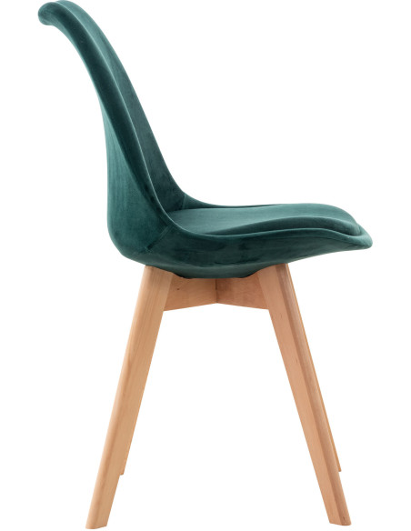 Chaise moderne scandinave en Velours Vert foncé Bois de hêtre Naturel Floki - 3