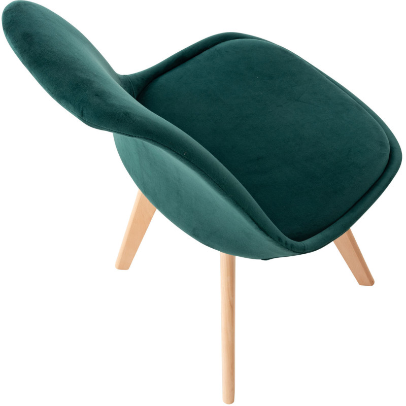 Chaise moderne scandinave en Velours Vert foncé Bois de hêtre Naturel Floki - 4