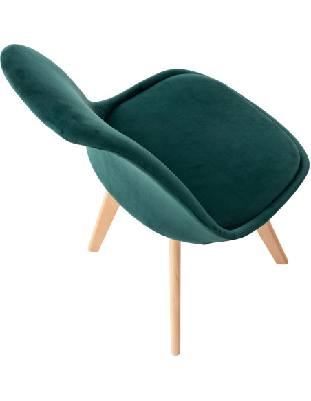 Chaise moderne scandinave en Velours Vert foncé Bois de hêtre Naturel Floki - 4