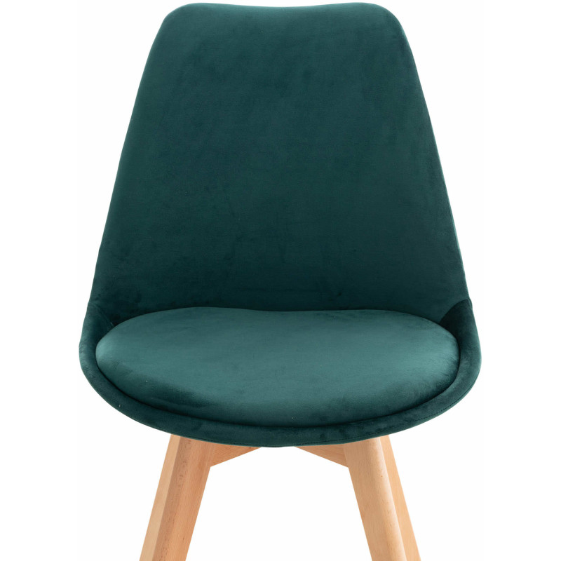 Chaise moderne scandinave en Velours Vert foncé Bois de hêtre Naturel Floki - 5
