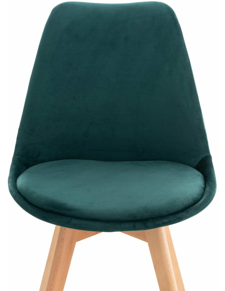 Chaise moderne scandinave en Velours Vert foncé Bois de hêtre Naturel Floki - 5