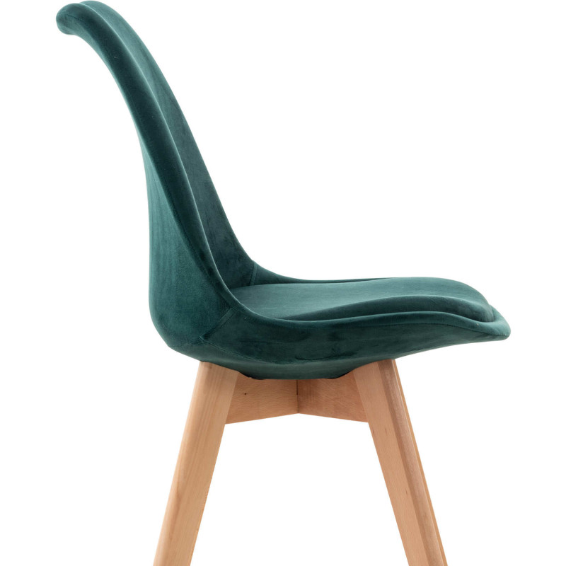 Chaise moderne scandinave en Velours Vert foncé Bois de hêtre Naturel Floki - 6