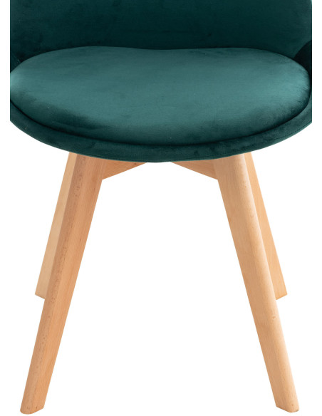 Chaise moderne scandinave en Velours Vert foncé Bois de hêtre Naturel Floki - 7