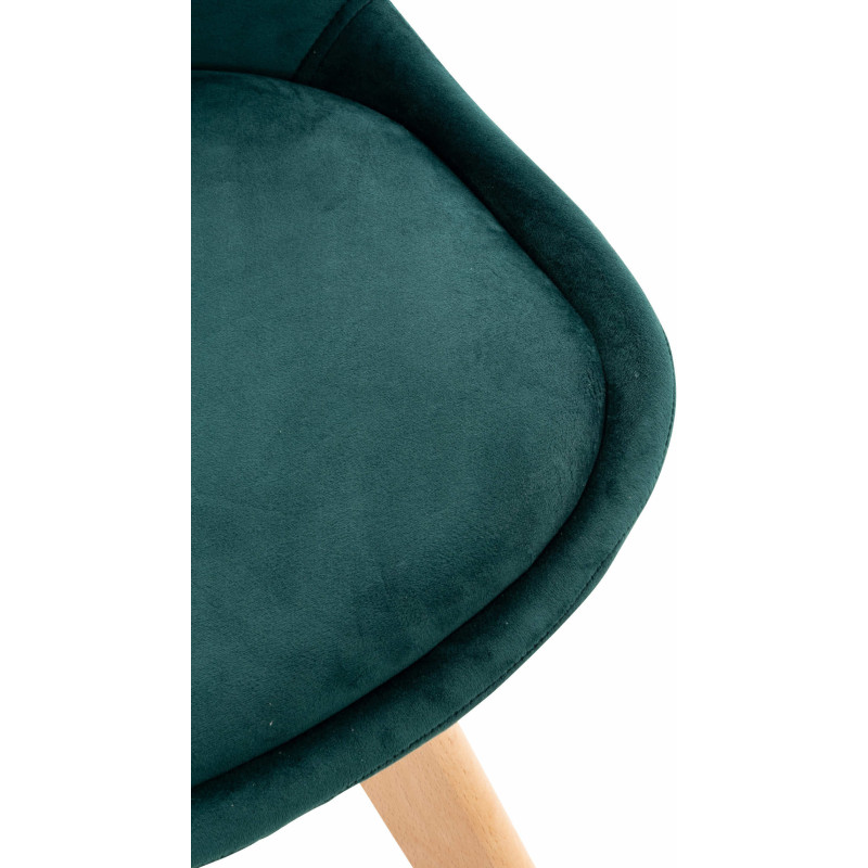 Chaise moderne scandinave en Velours Vert foncé Bois de hêtre Naturel Floki - 8