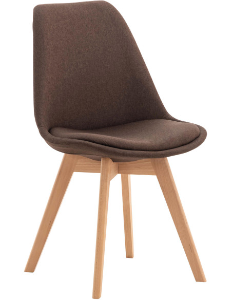 Chaise moderne scandinave en Tissu Marron Bois de hêtre Naturel Floki - 1