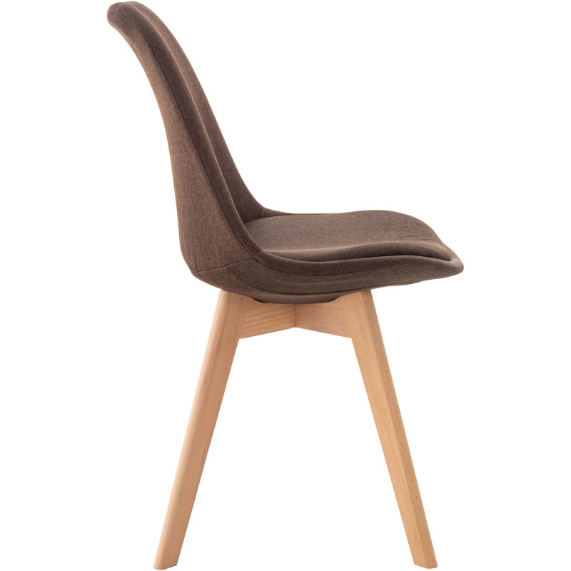 Chaise moderne scandinave en Tissu Marron Bois de hêtre Naturel Floki - 3
