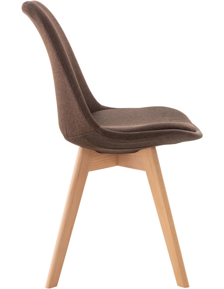 Chaise moderne scandinave en Tissu Marron Bois de hêtre Naturel Floki - 3