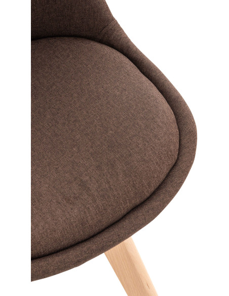 Chaise moderne scandinave en Tissu Marron Bois de hêtre Naturel Floki - 5