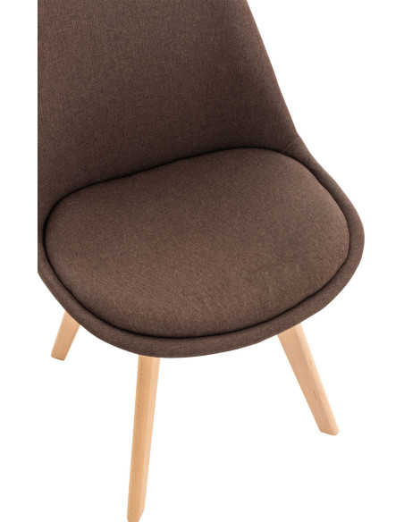 Chaise moderne scandinave en Tissu Marron Bois de hêtre Naturel Floki - 6