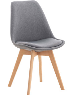 Chaise moderne scandinave en Tissu Gris clair Bois de hêtre Naturel Floki - 1