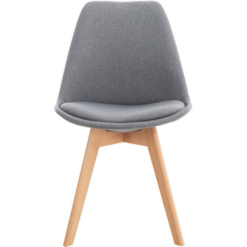 Chaise moderne scandinave en Tissu Gris clair Bois de hêtre Naturel Floki - 2
