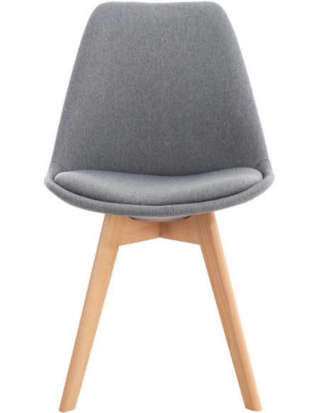 Chaise moderne scandinave en Tissu Gris clair Bois de hêtre Naturel Floki - 2