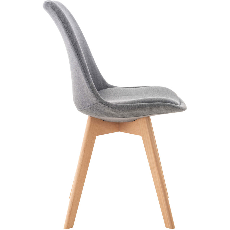Chaise moderne scandinave en Tissu Gris clair Bois de hêtre Naturel Floki - 3
